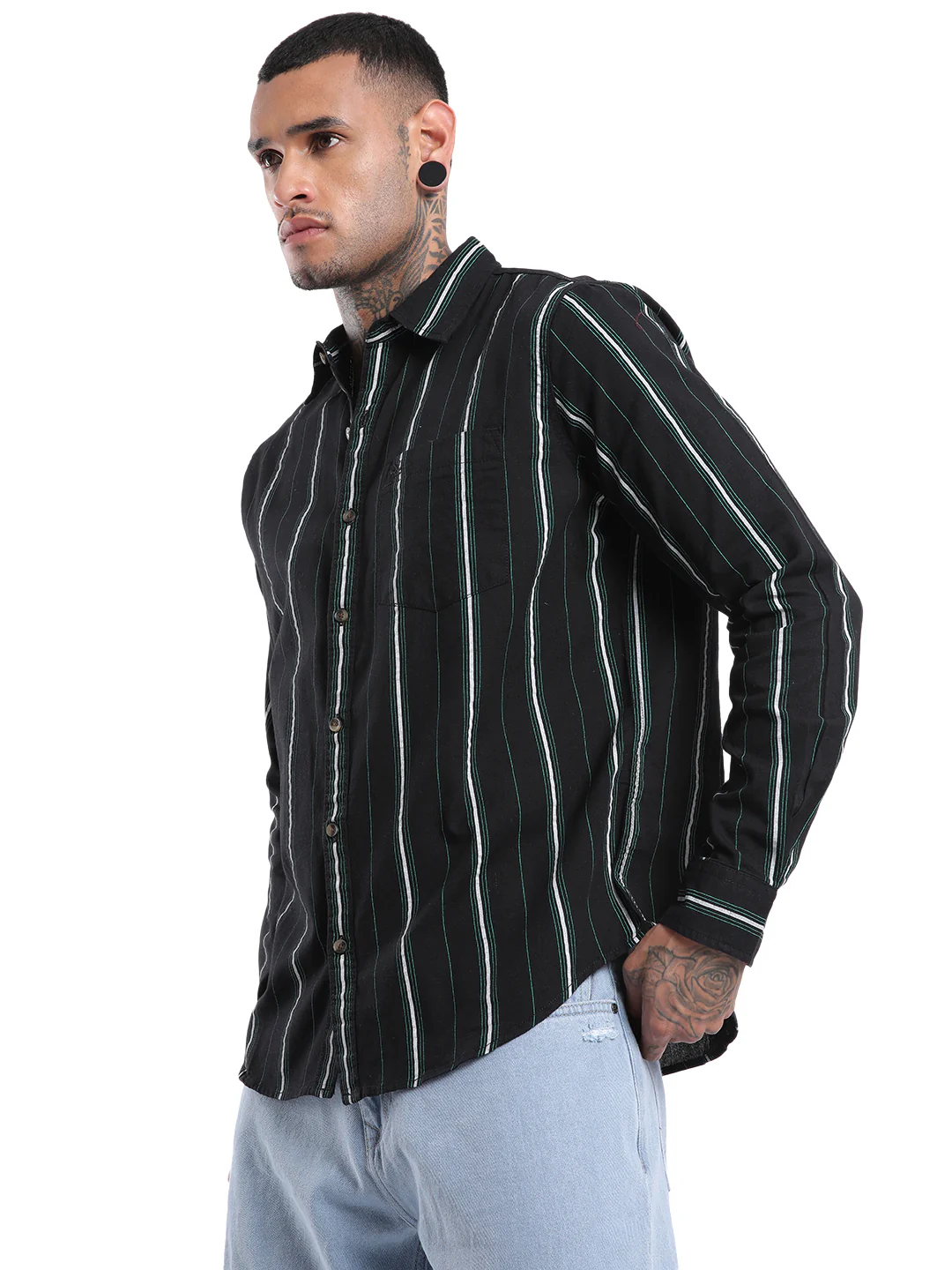 Elite Black & Green Striped Shirt - Image 4