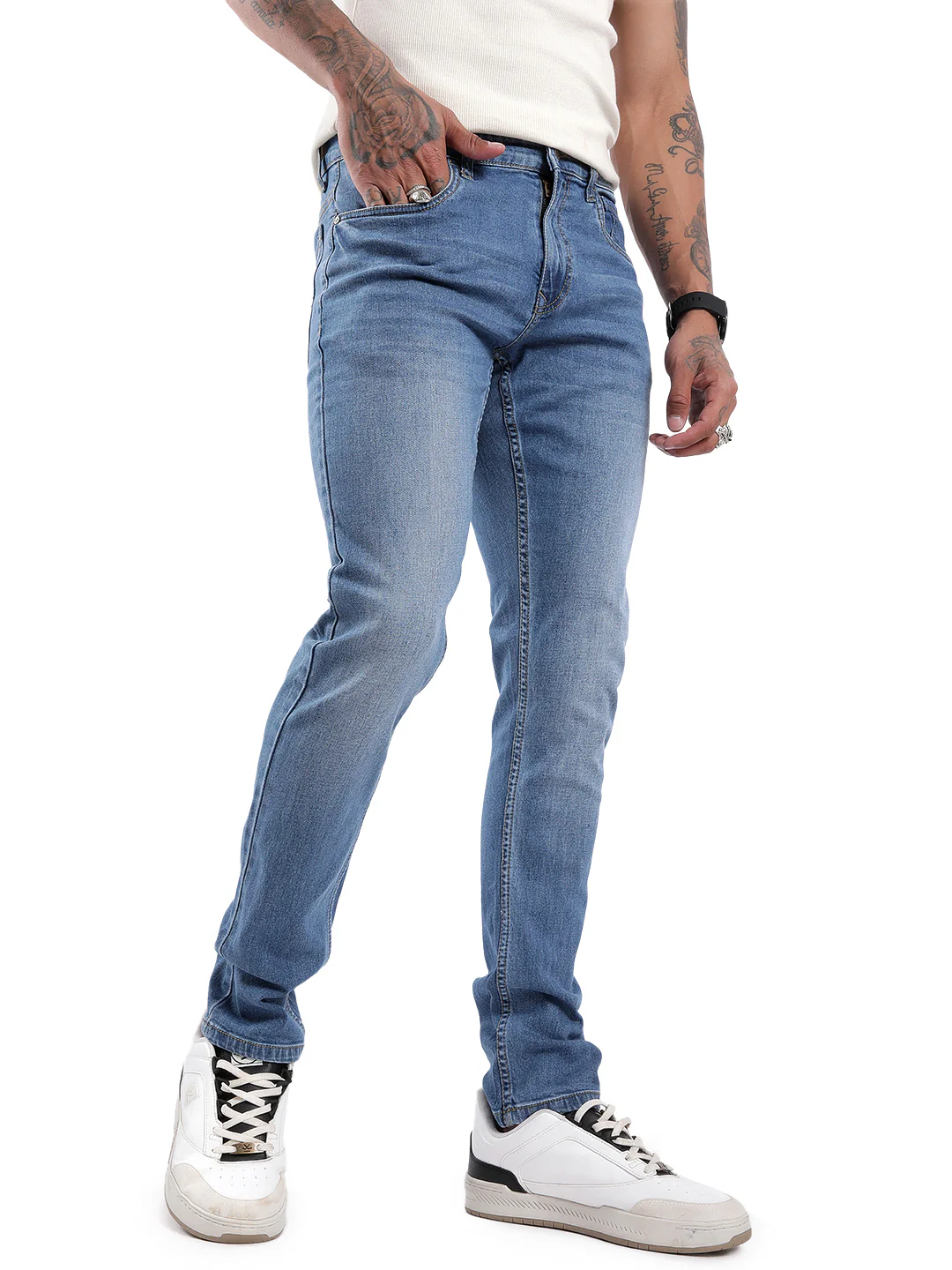 Elite Blue Five Pocket Jeans - Image 4