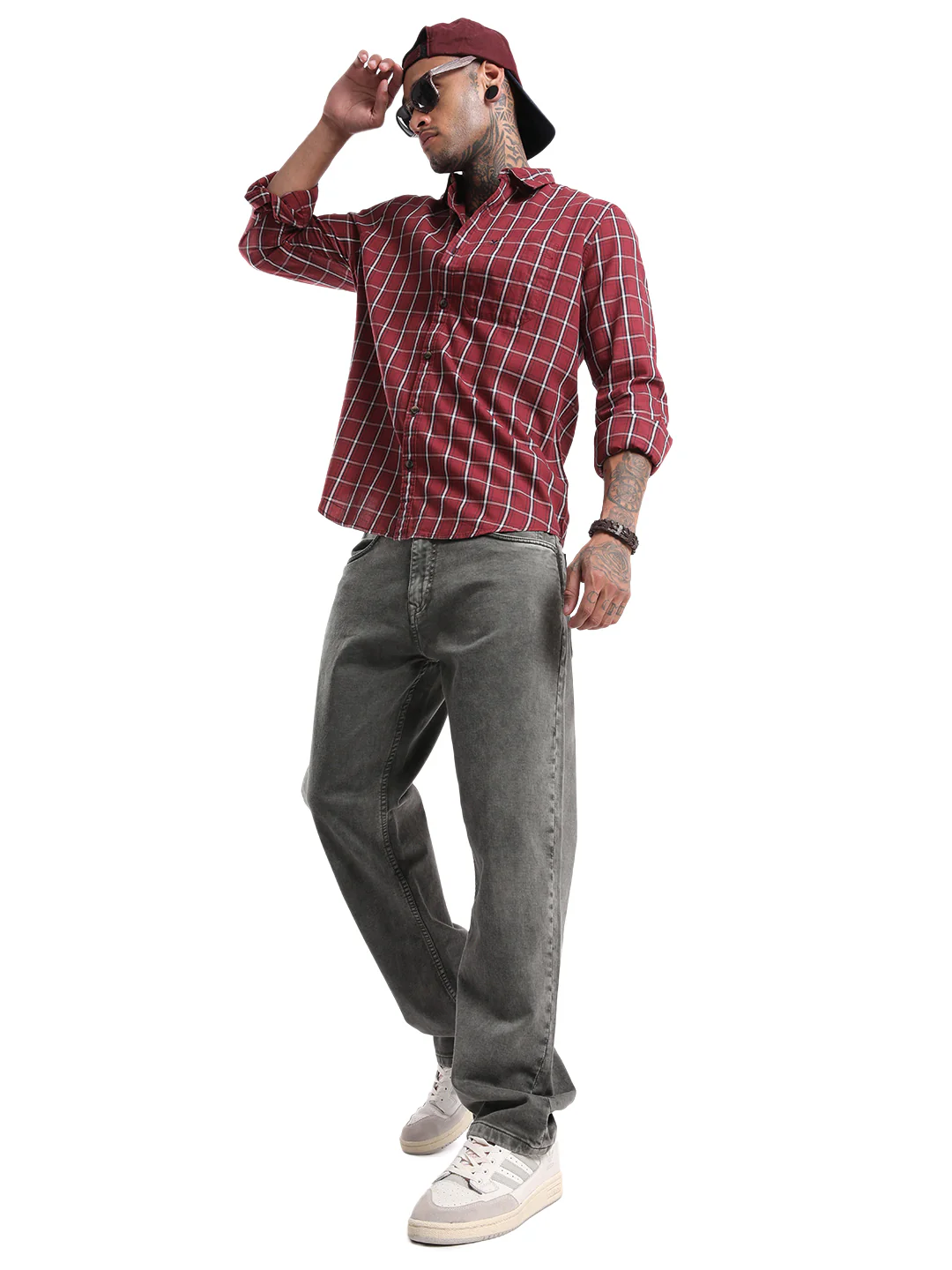 Elite Maroon & Navy Striped Shirt - Image 2
