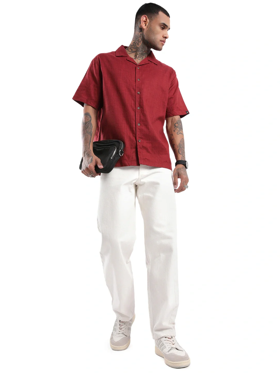 Elite Maroon Solid Shirt - Image 2