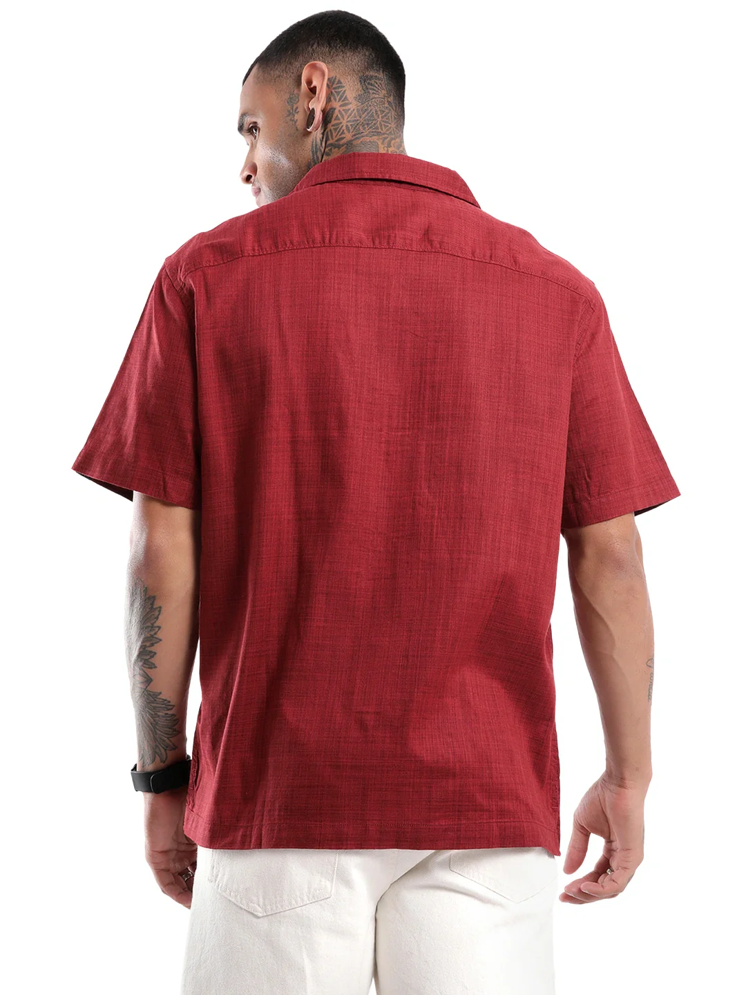 Elite Maroon Solid Shirt - Image 3