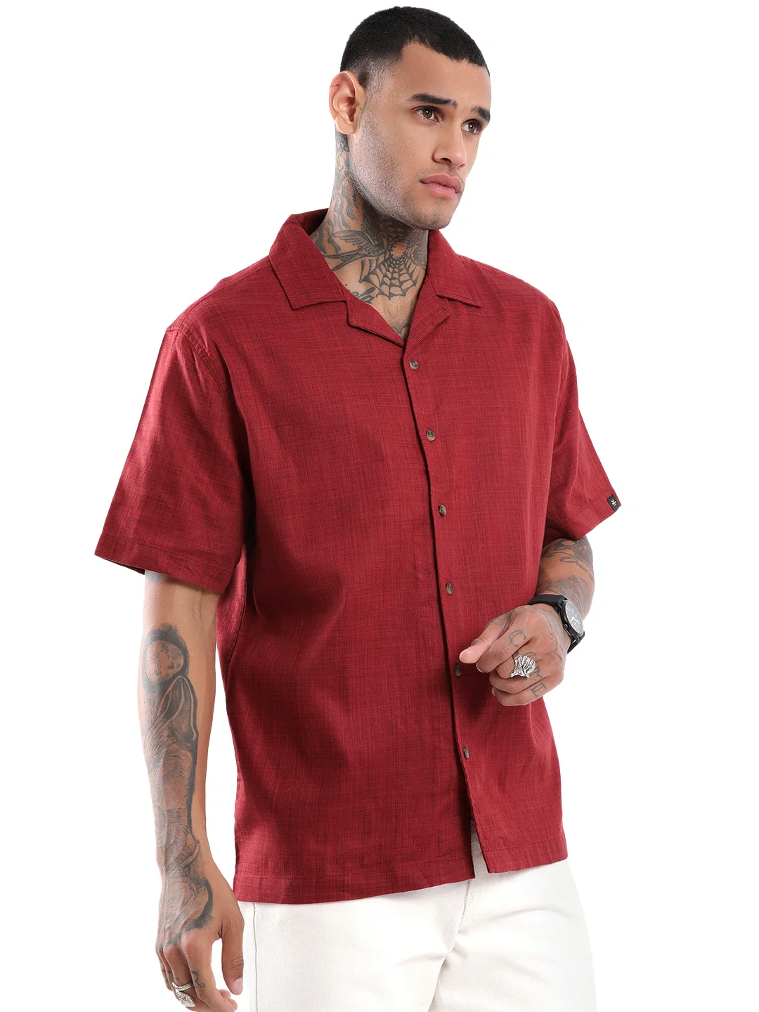 Elite Maroon Solid Shirt - Image 4