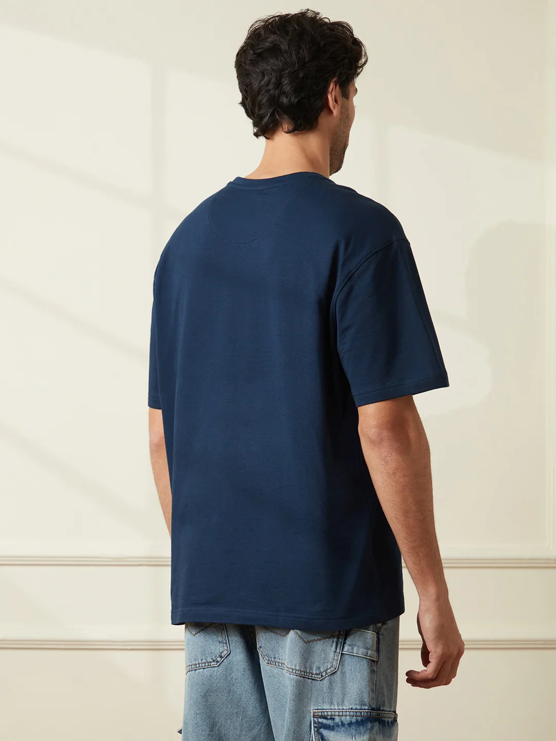 Printed Heavy GSM Oversized T-Shirt | Navy Blue - Image 4