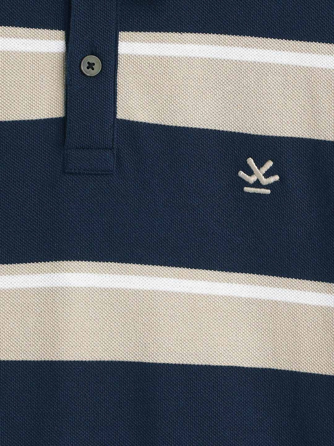 Yarn Dyed Striped Polo T-Shirt | Navy Blue - Image 4