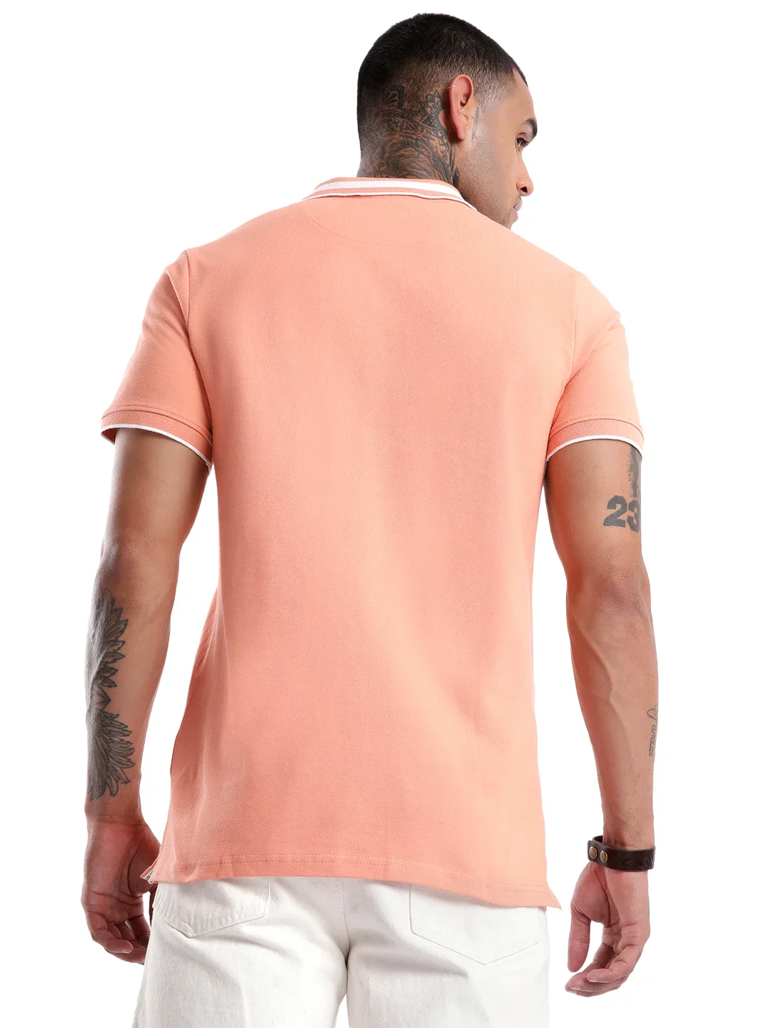 Elite Peach Tipping Collar Polo T-Shirt - Image 3
