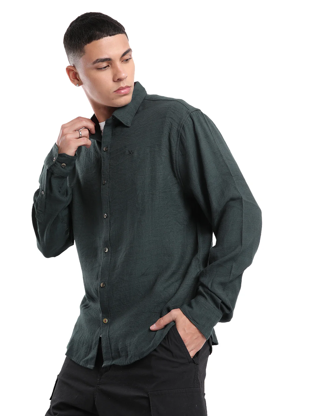 Elite Premium Dark Green Slim Fit Shirt - Image 4