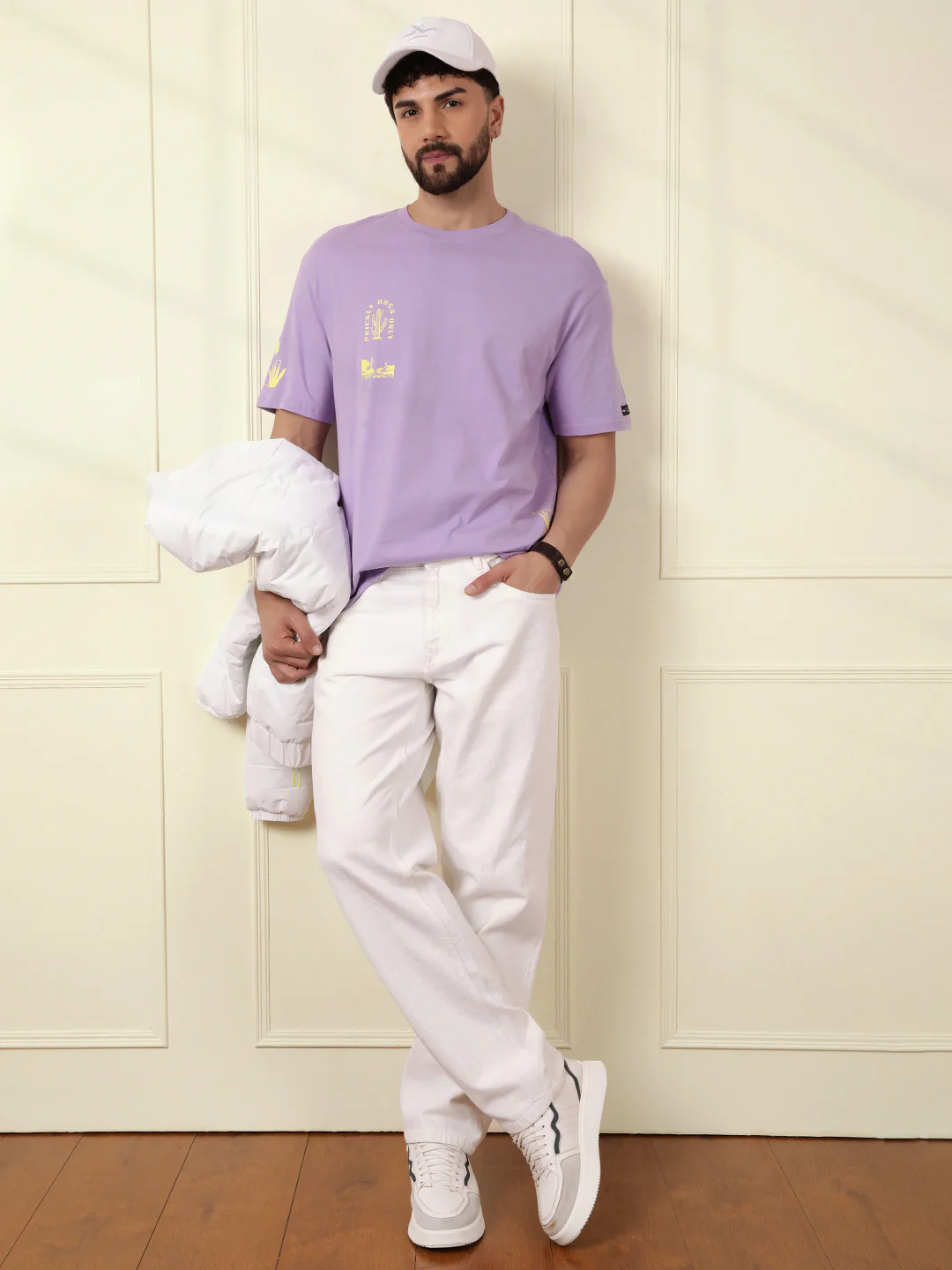 Elite Purple Printed Oversized T-Shirt - Image 2