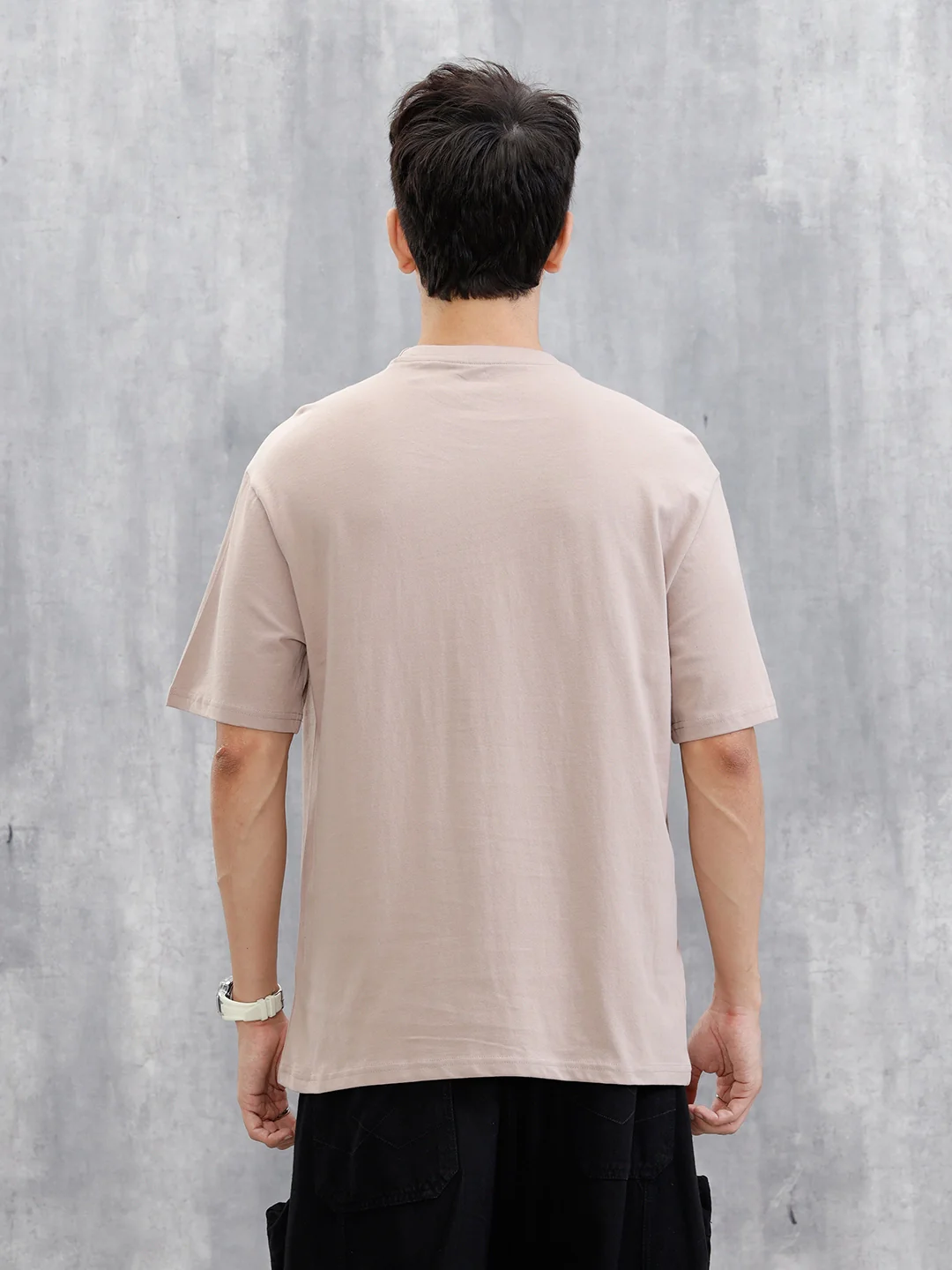 Embroidered Logo Oversized T-Shirt | Beige - Image 3