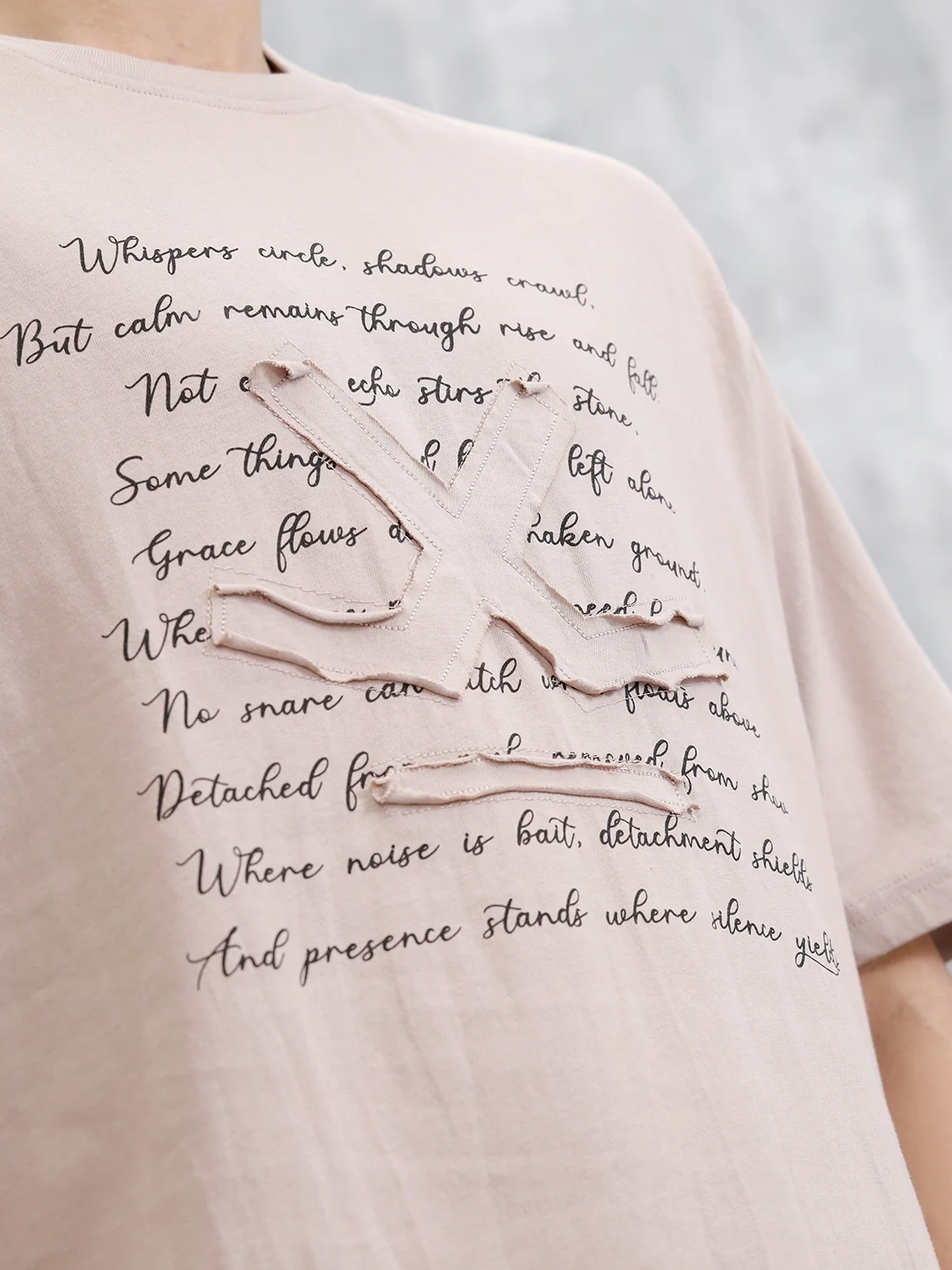 Embroidered Logo Oversized T-Shirt | Beige - Image 5