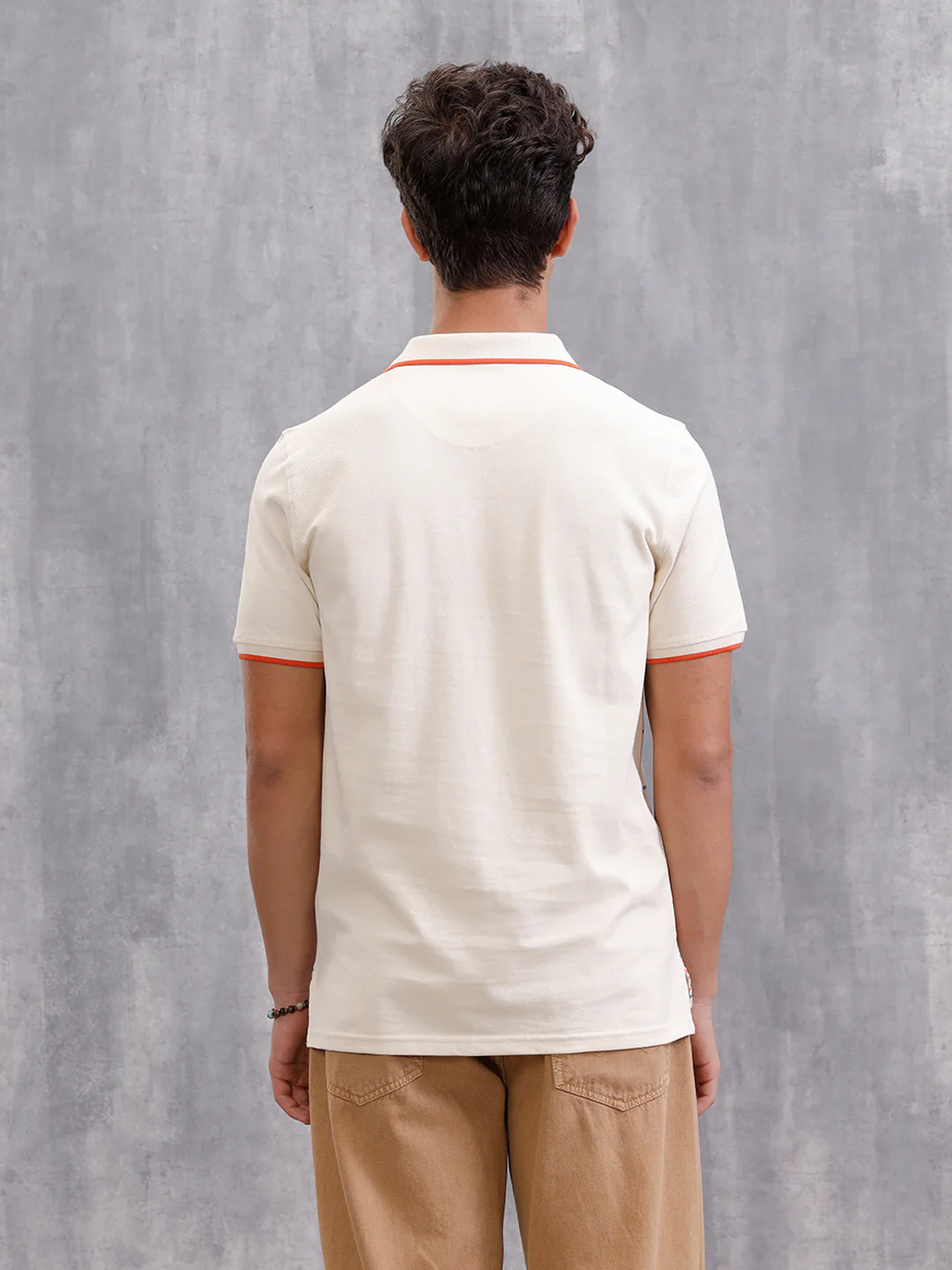 Embroidered Look Engineered Aop Polo T-Shirt  | Beige - Image 6