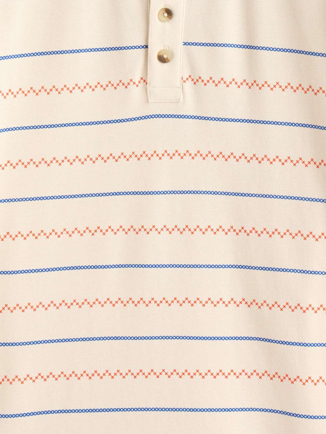 Embroidered Look Engineered Aop Polo T-Shirt  | Beige - Image 9