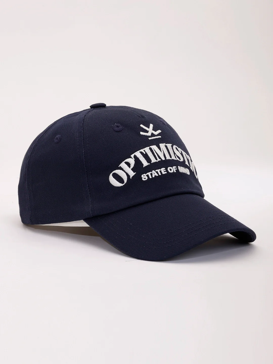 Embroidered "Optimistic" Graphic Cap | Navy Blue - Image 4