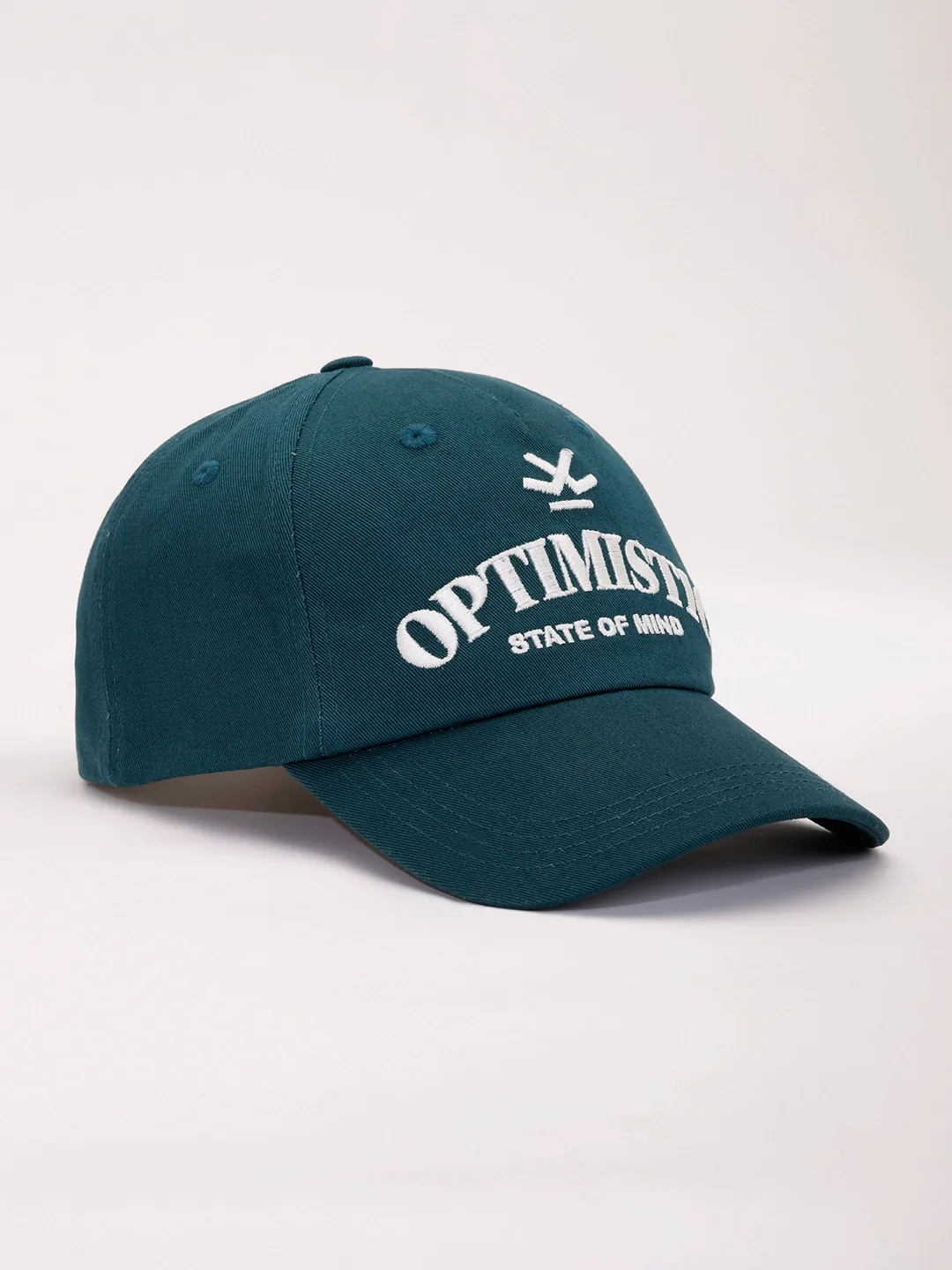Embroidered "Optimistic" Graphic Cap | Teal - Image 4
