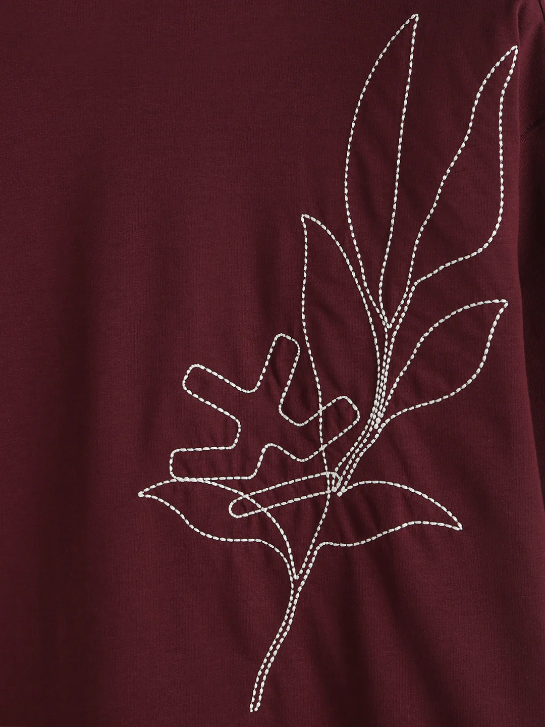 Embroidered Oversized T-Shirt | Maroon - Image 4