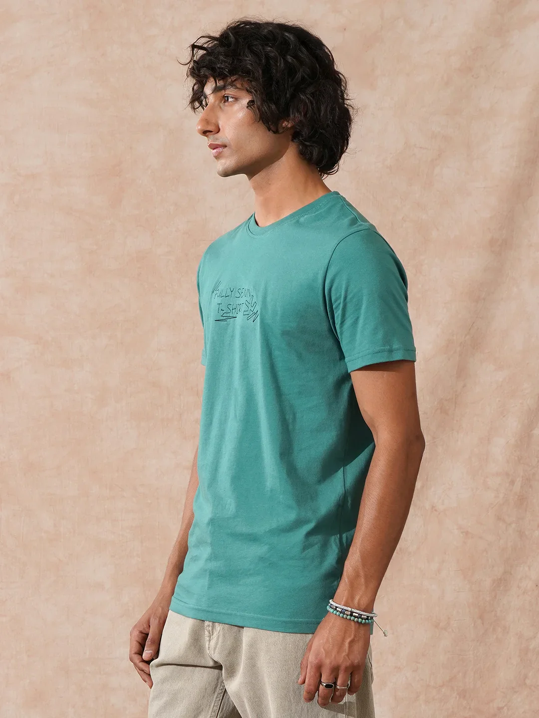 Embroidered Slim Fit T-Shirt | Green - Image 4