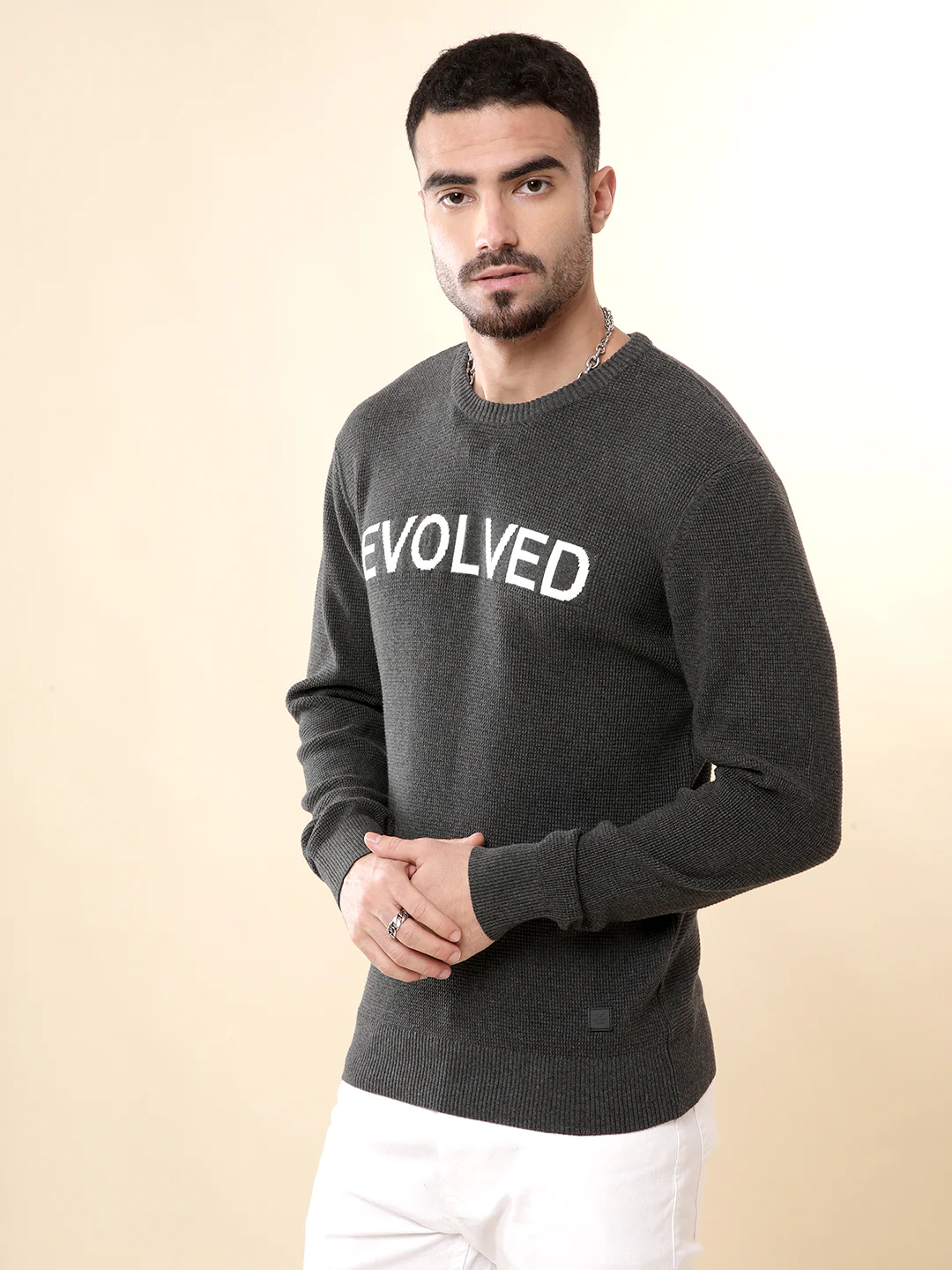 Evolved Knitted Grey Sweater - Image 4