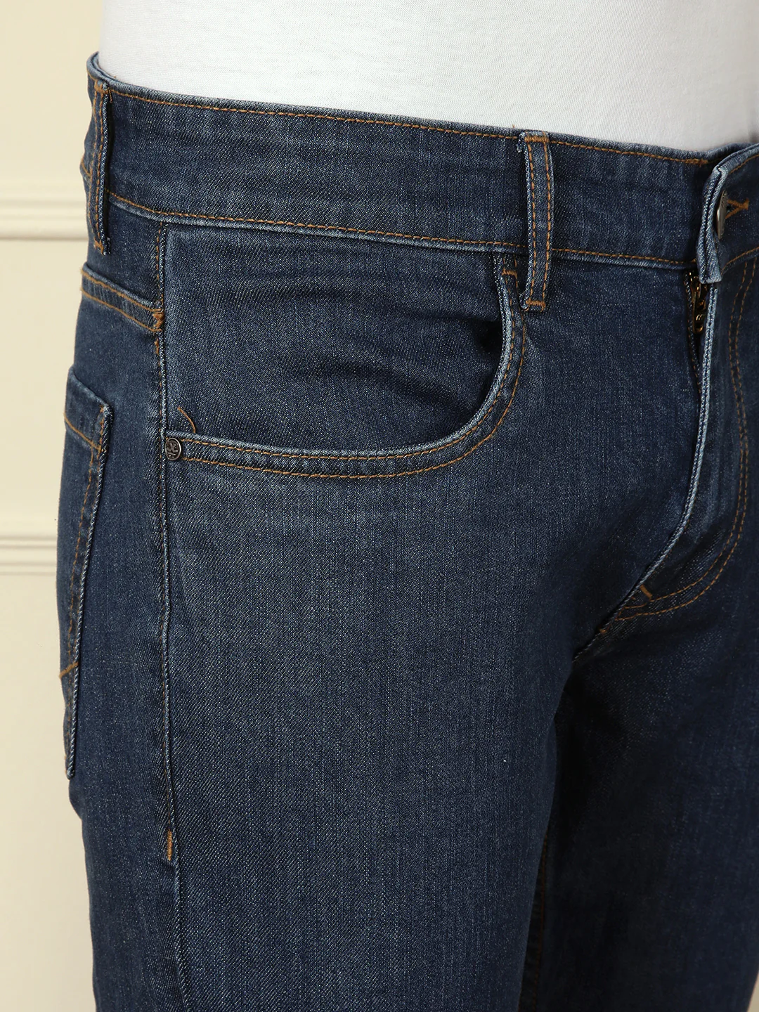 Faded Slim Tapered Jeans | Dark Blue - Image 5