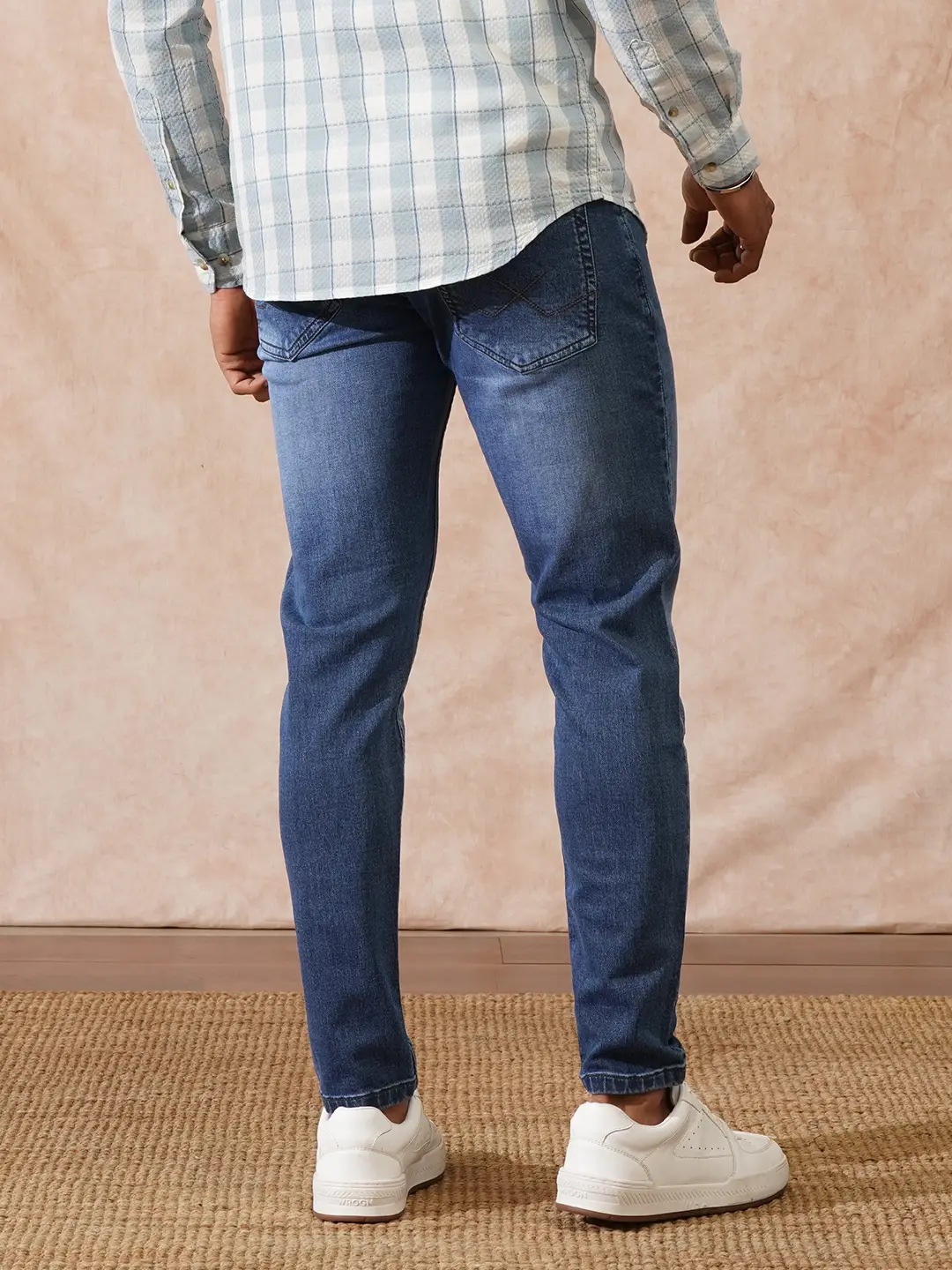 Casual Heavy Fade Slim Fit Jeans | Blue - Image 3