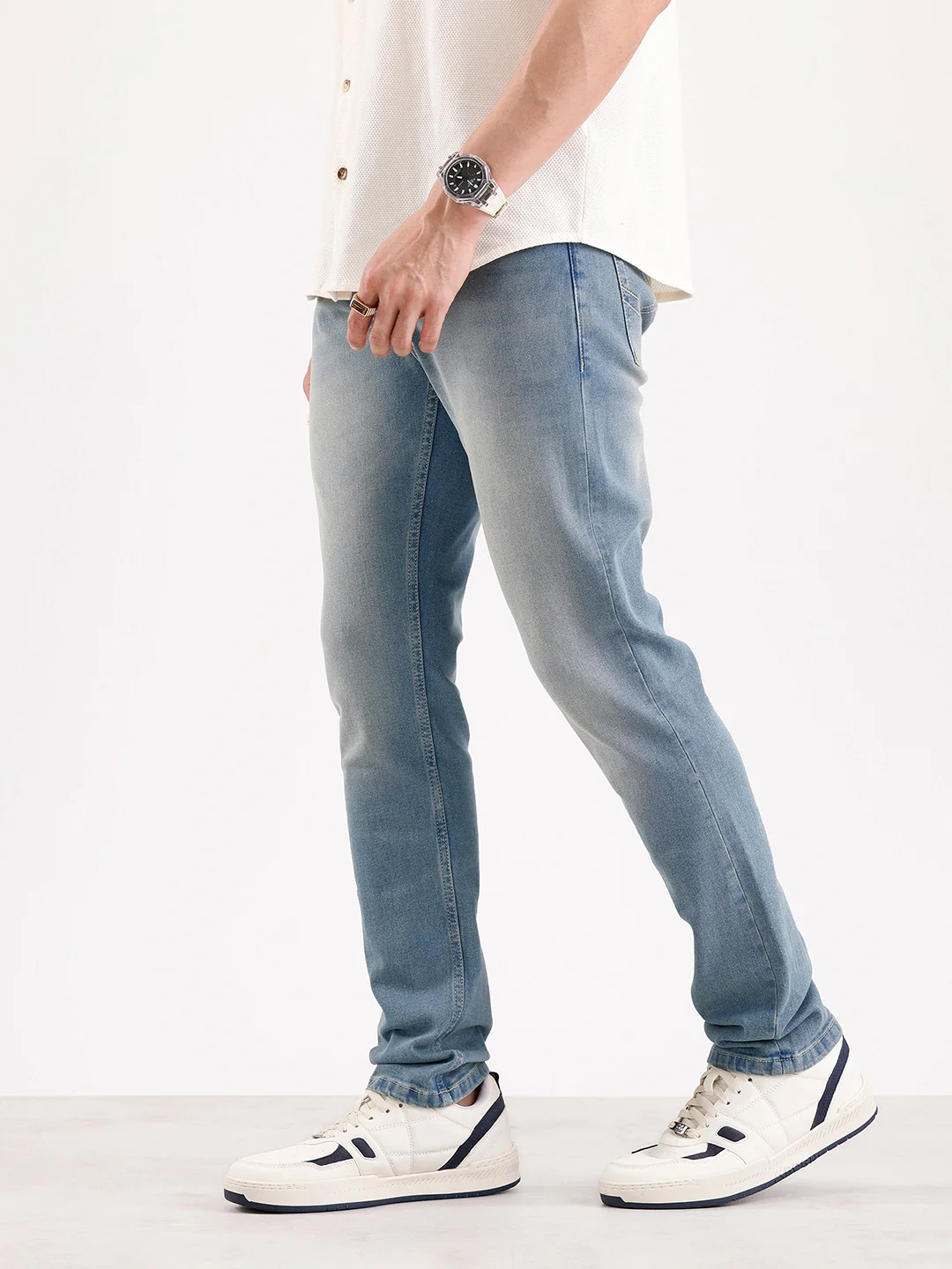 Faded Slim Fit Denim Jeans   |  Blue - Image 4