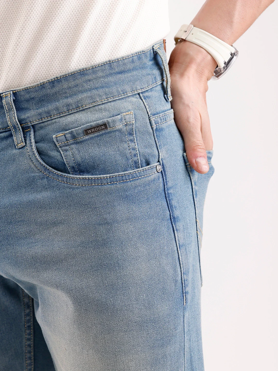 Faded Slim Fit Denim Jeans   |  Blue - Image 5