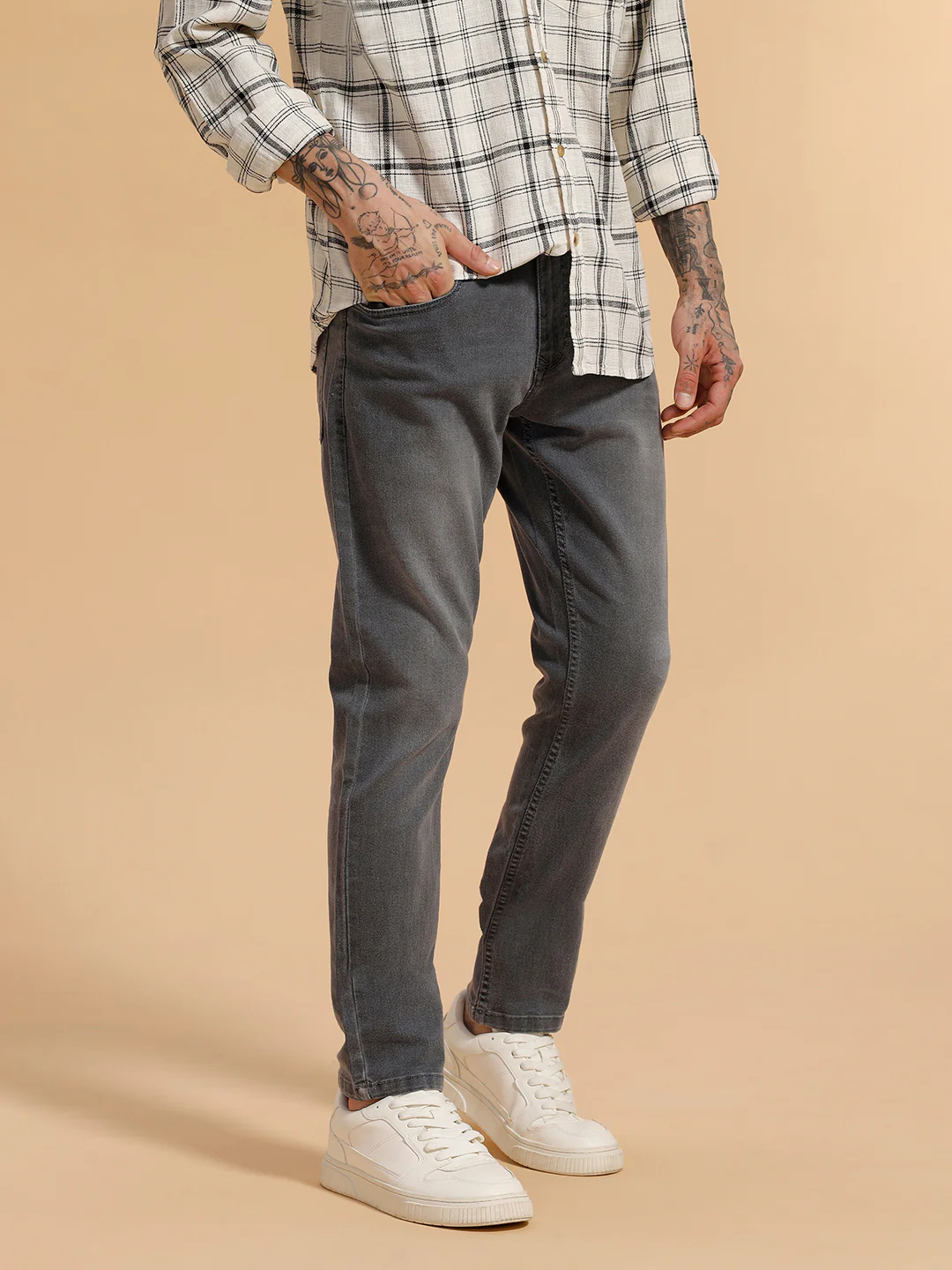 Faded Slim Fit Jeans | Light Grey - Image 3