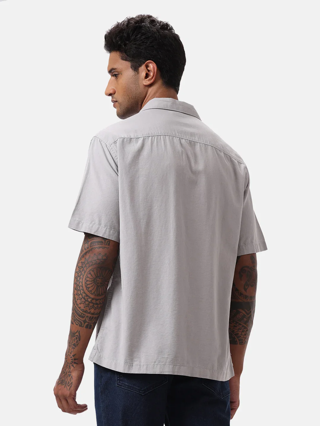 Fine Grey Resort Collar Shirt - Image 3