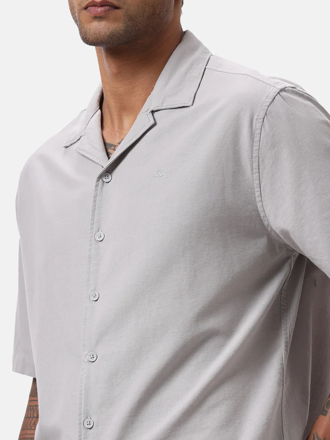 Fine Grey Resort Collar Shirt - Image 5