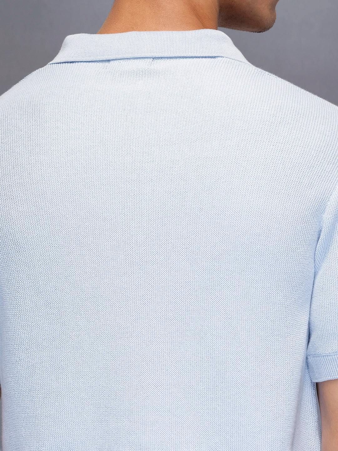 Fine- textured knit polo | Blue - Image 5