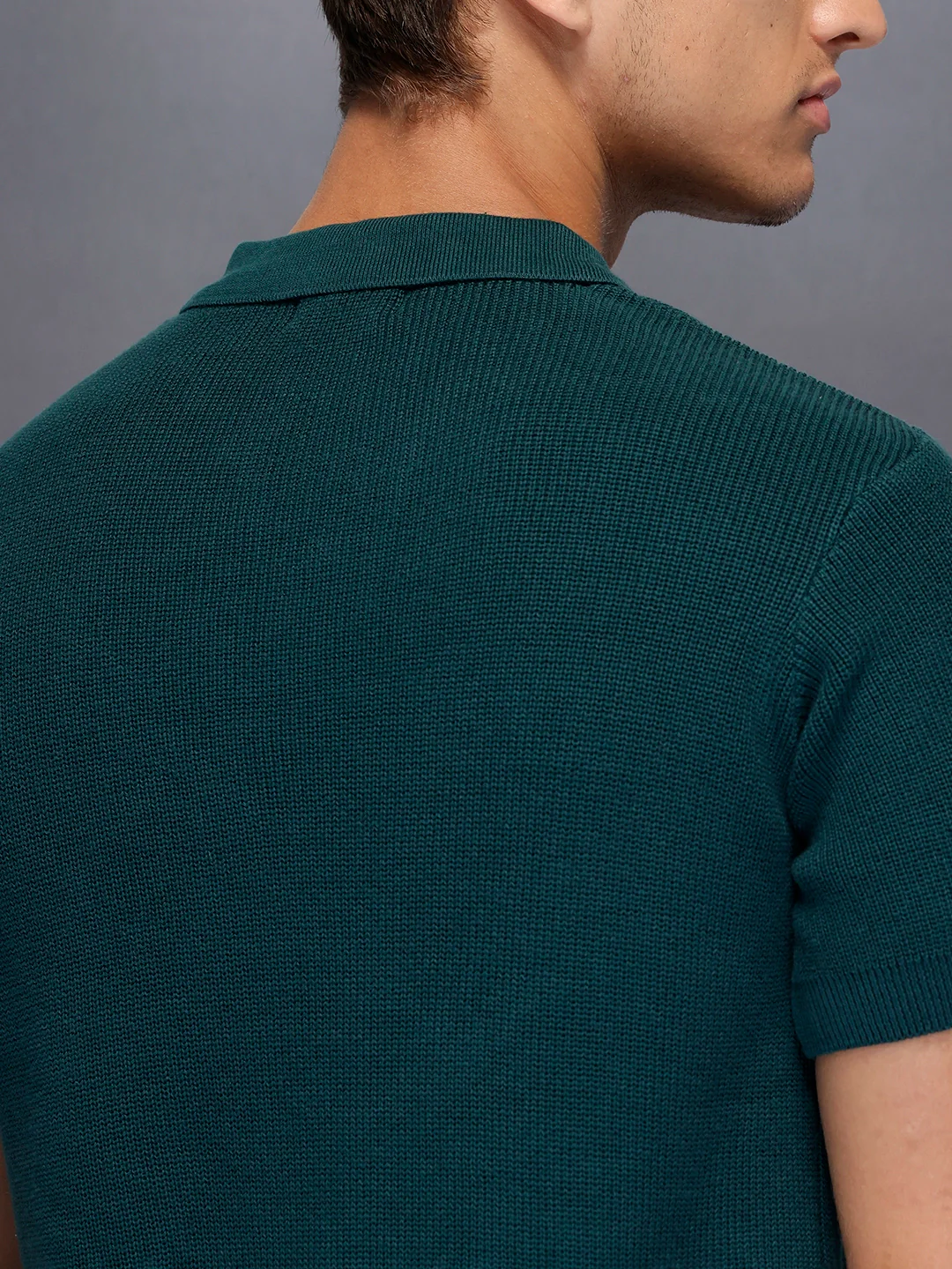 Fine-Textured knit polo | Green - Image 5