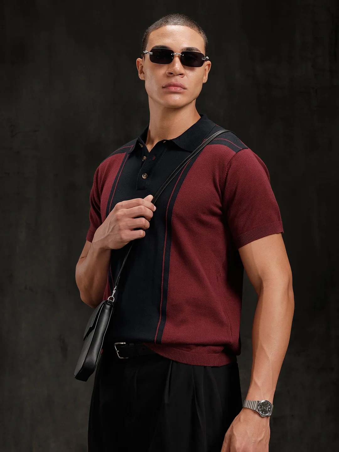 Flat Knit Slim Fit T-Shirt | Maroon - Image 4