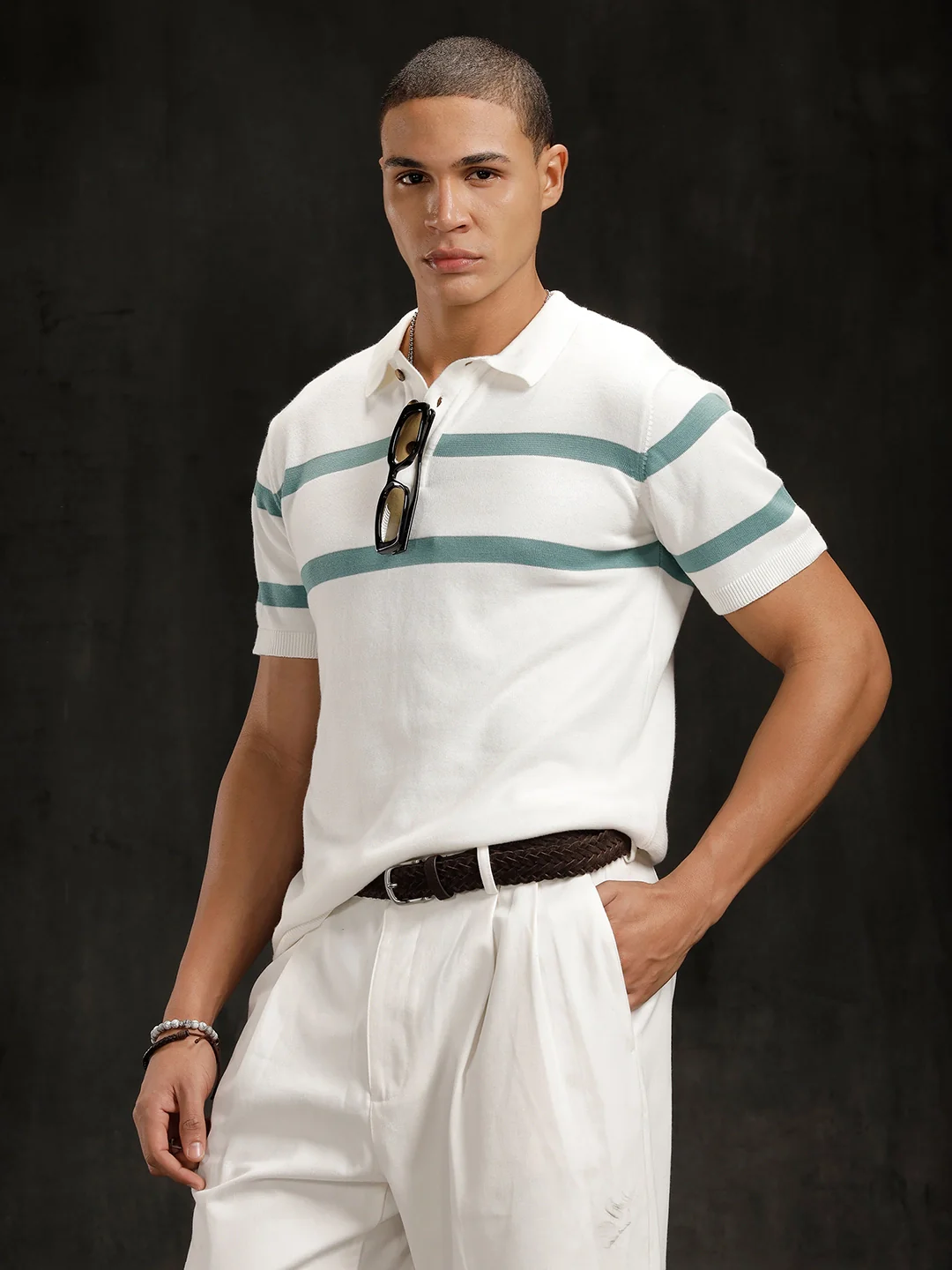 Flat Knit Slim Fit T-Shirt | Off White - Image 4