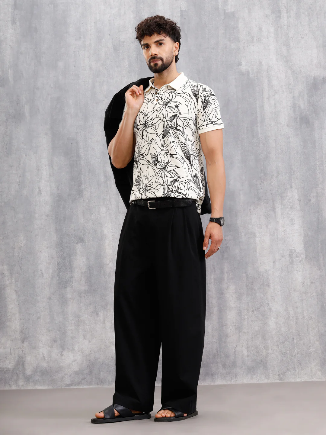 Floral Abstract Aop Polo T-Shirt  | Off White - Image 2