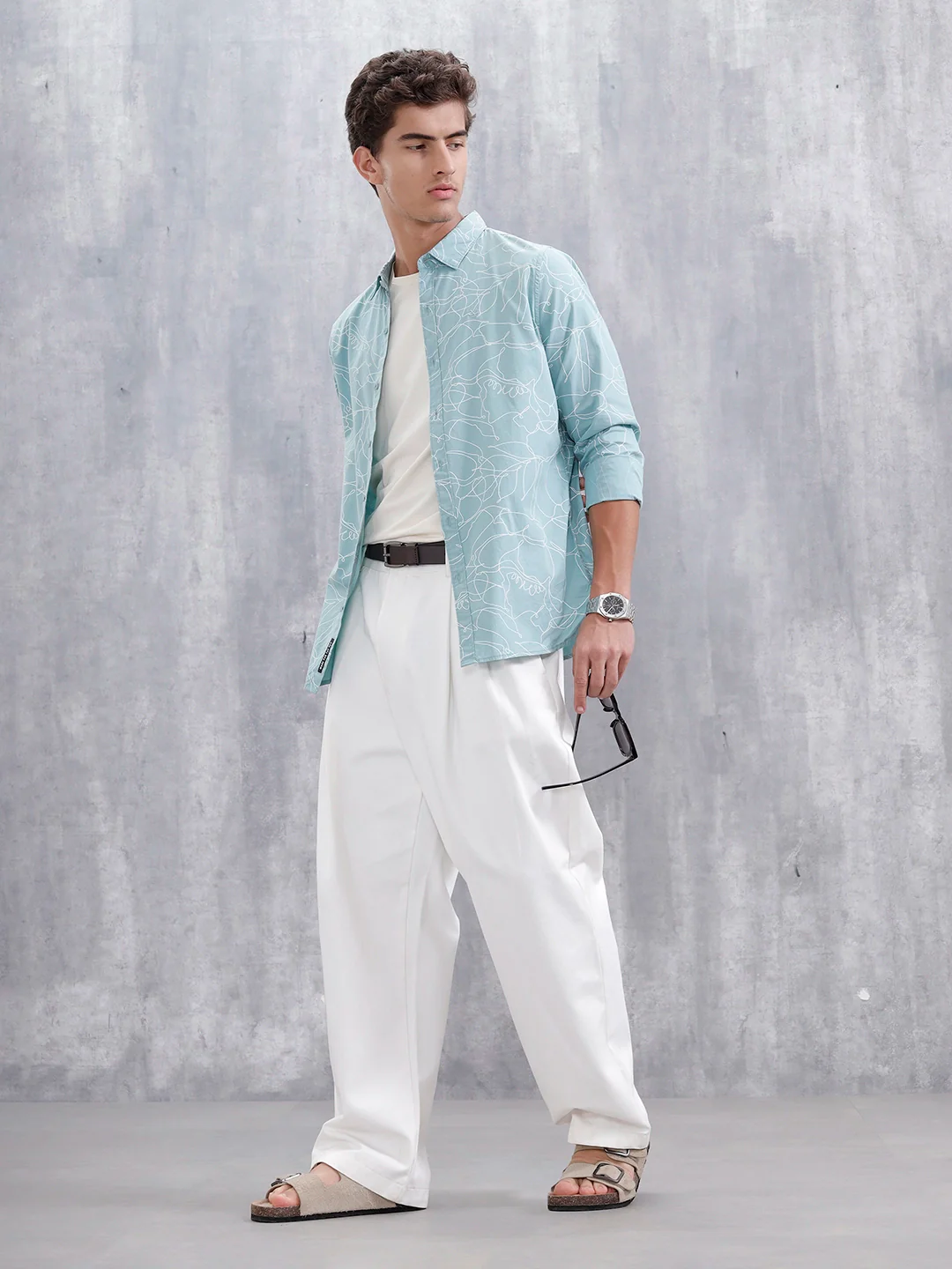 Floral Aop Slim Fit Men Casual Shirt | Blue - Image 2