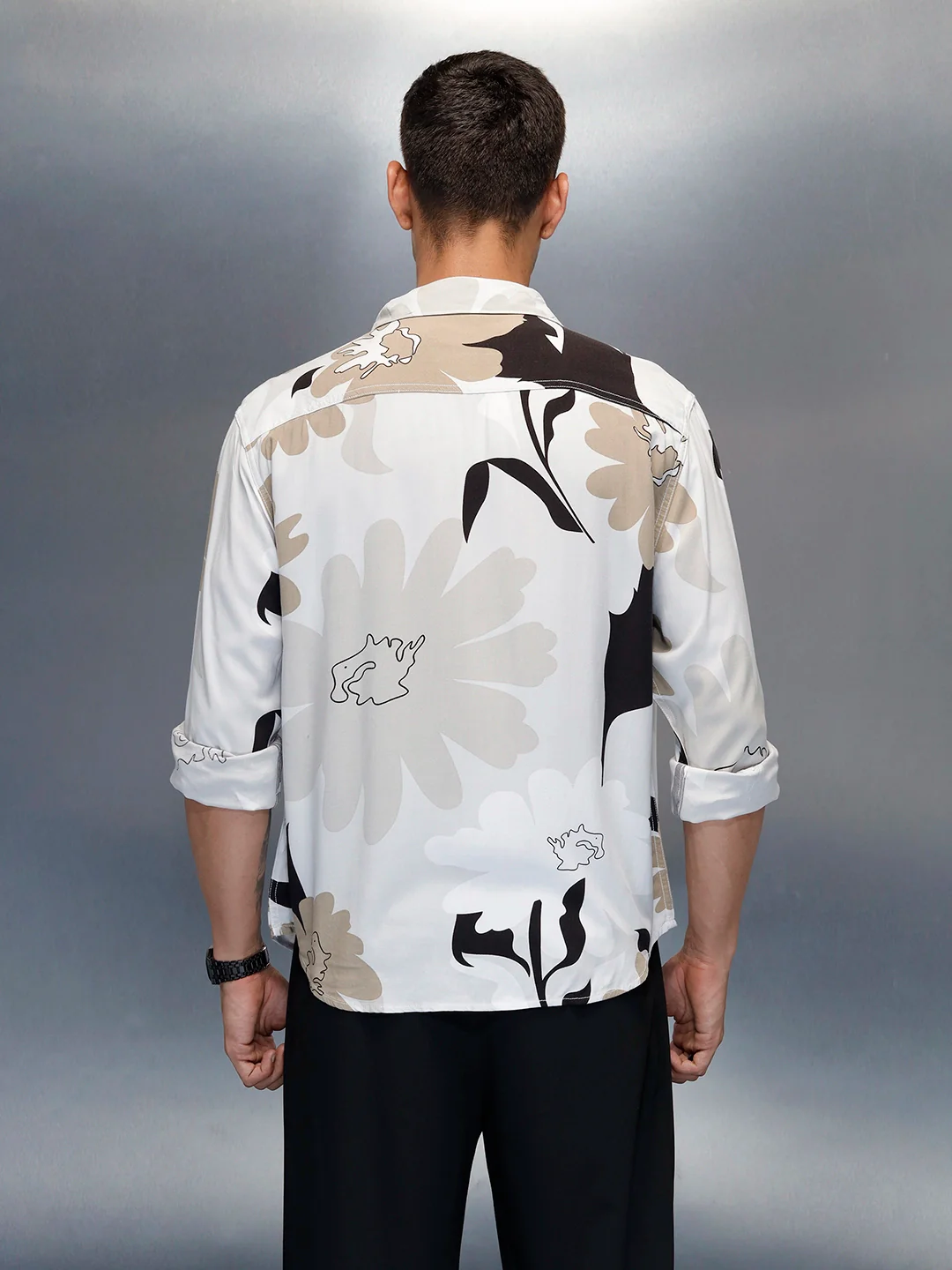Floral Printed Comfort Fit Casual Shirt | Off White - Image 3