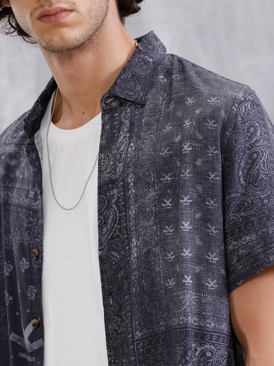 Fluid AOP Slim Fit Shirt | Black - Image 5