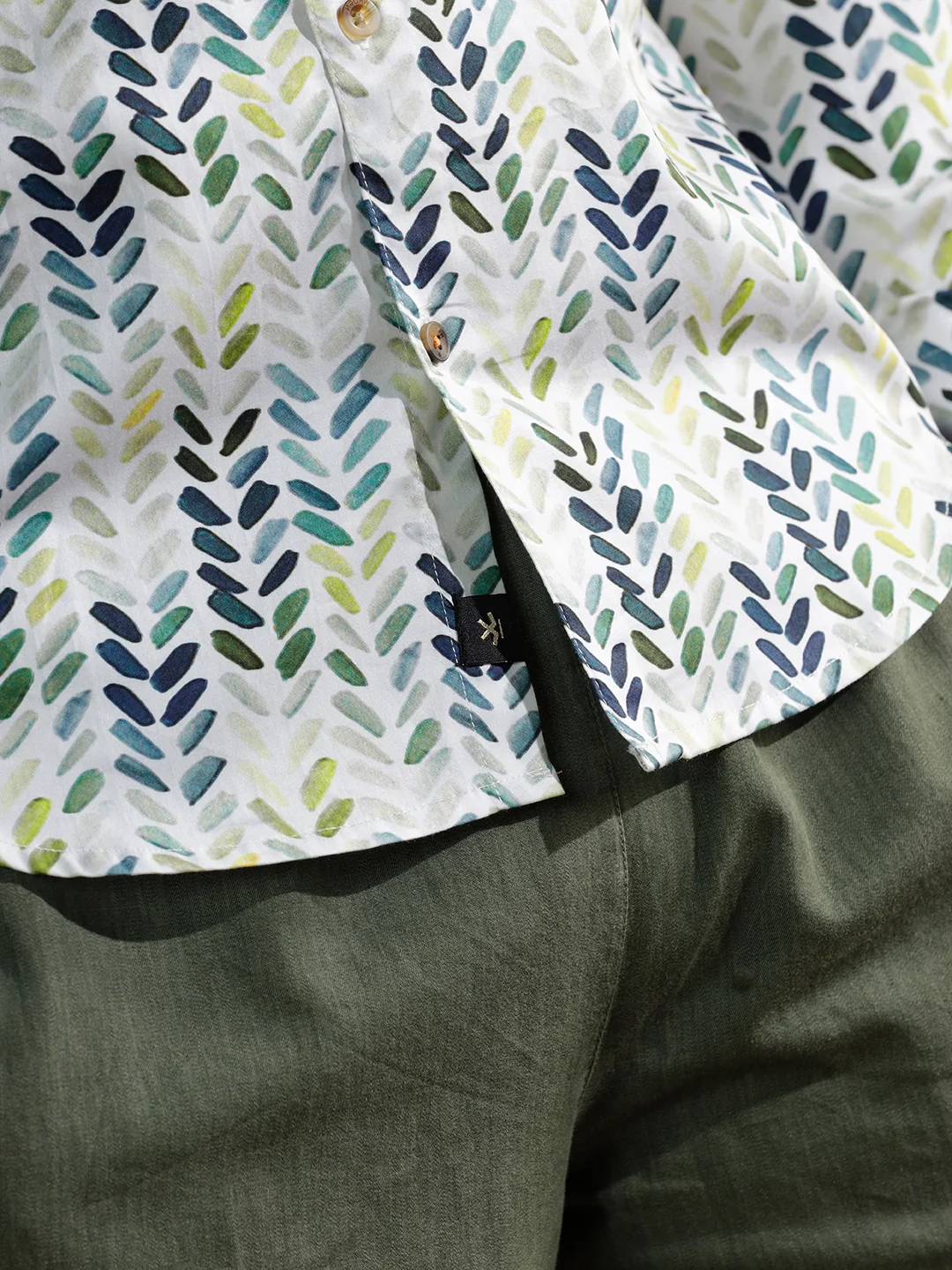Printed Satin Slim Fit Shirt | White - Image 3