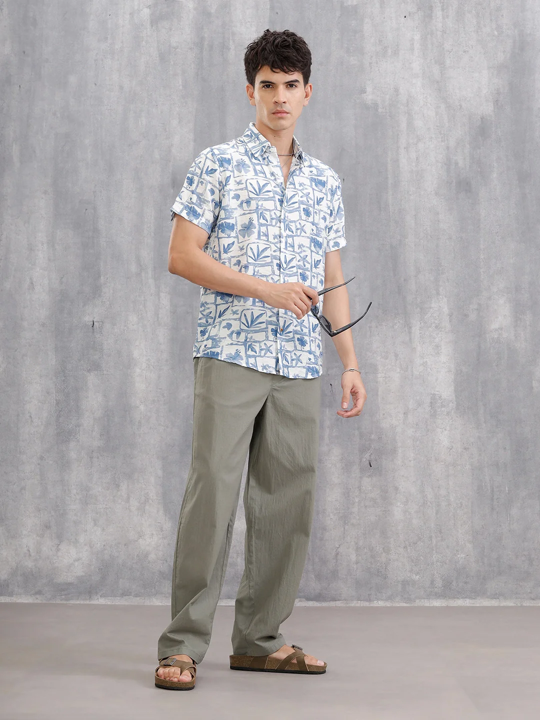 Fluid Viscose Nylon Shirt With Watercolour Inspired Aop | Blue - Image 2