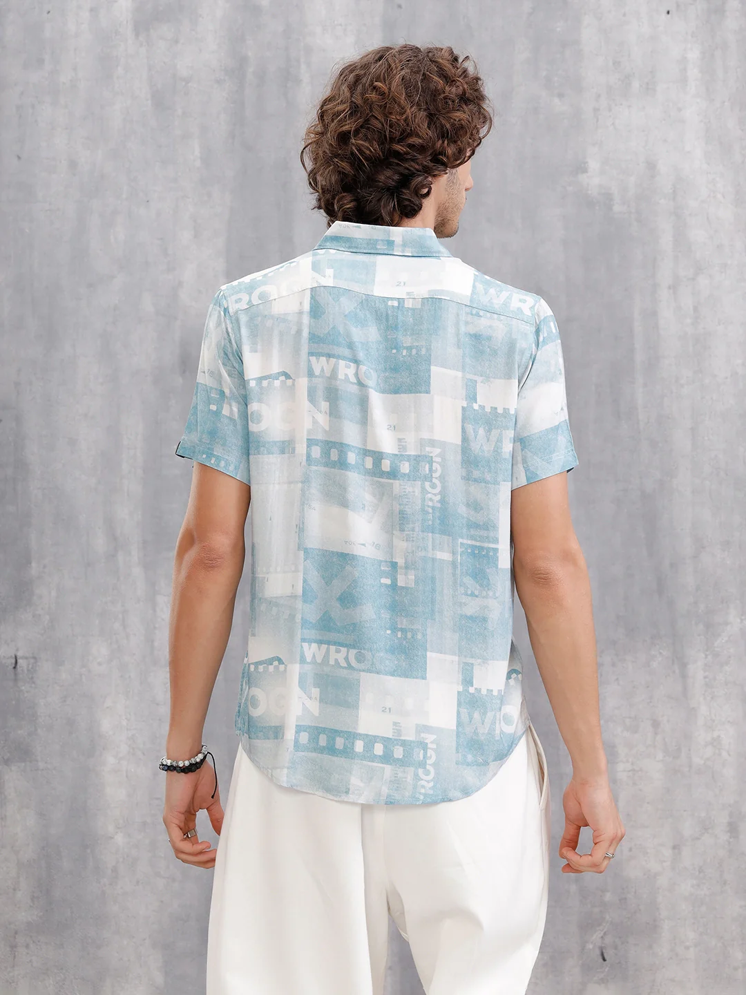 Fluid Viscose Shirt With Photo Reel Print  |  Blue - Image 3