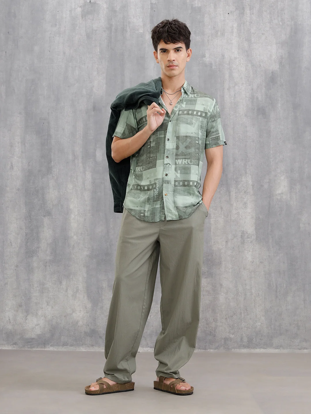 Fluid Viscose Shirt With Photo Reel Print  |  Green - Image 2