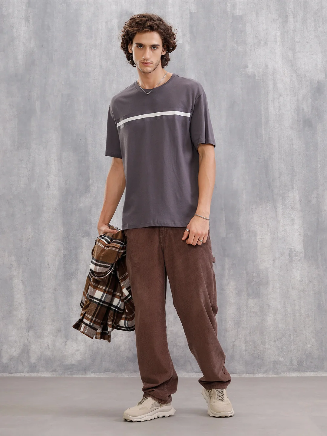 Front Striper Print Tee | Grey - Image 2
