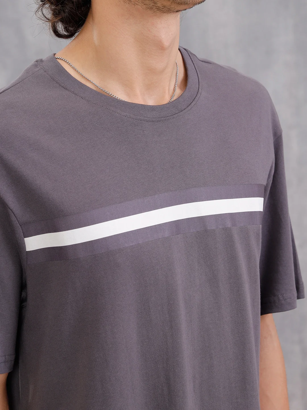 Front Striper Print Tee | Grey - Image 4