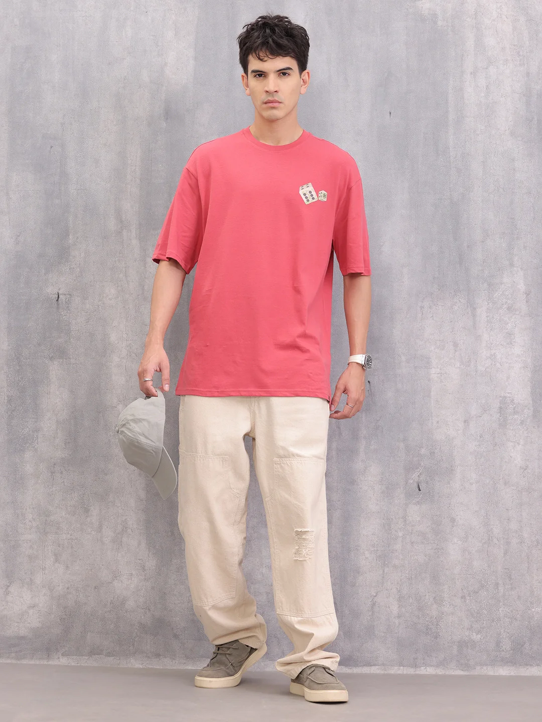 Game Inspired Graphic Printed Oversized Fit T-shirt | Red - Image 2