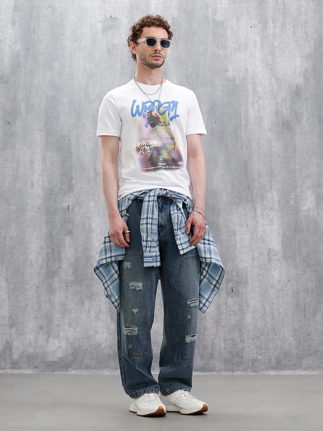Graffiti Printed Slim Fit T-Shirt | White - Image 5
