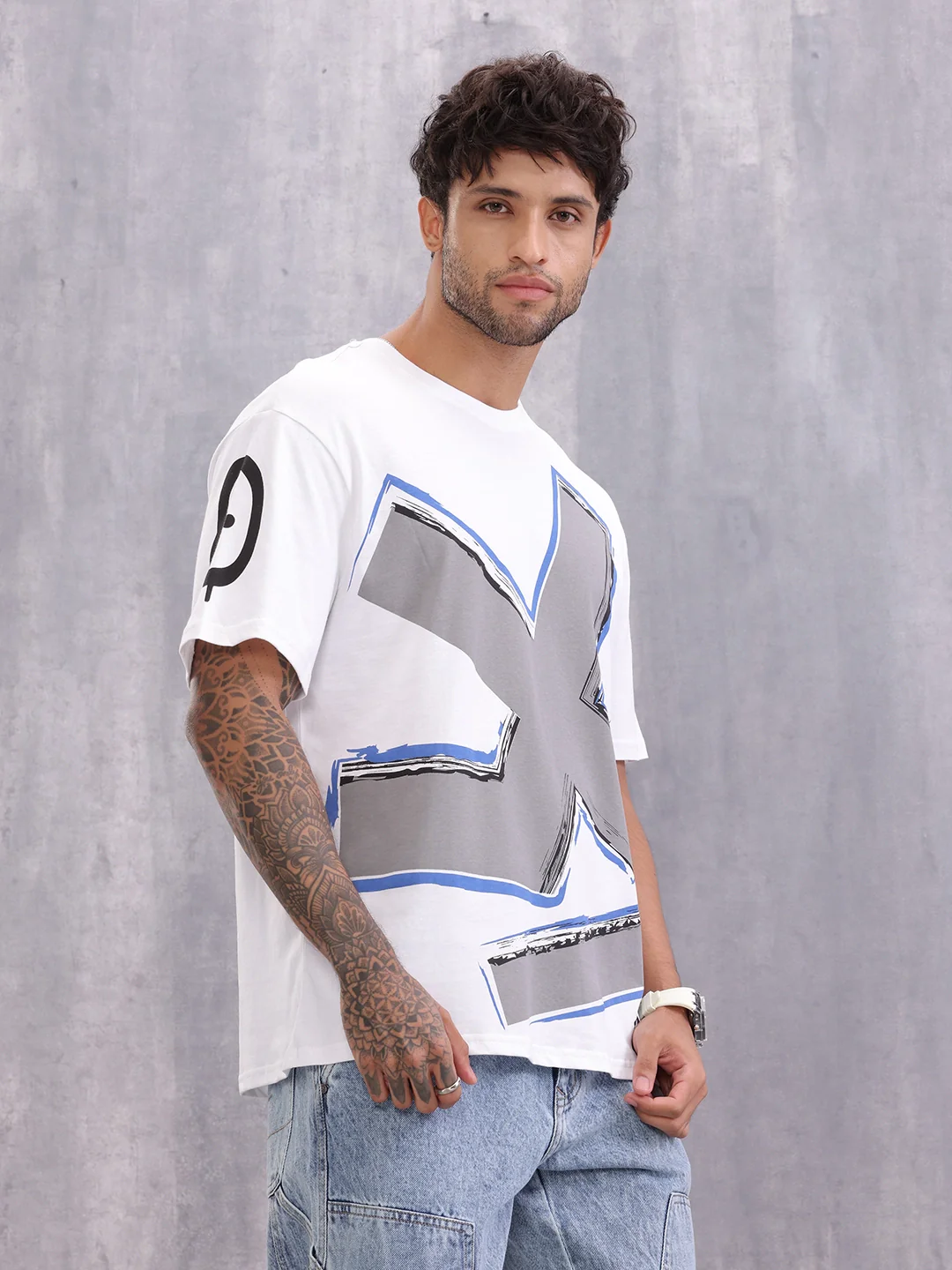 Grafitti Inspired Logo Placement Print Oversized Fit T-Shirt | White - Image 4