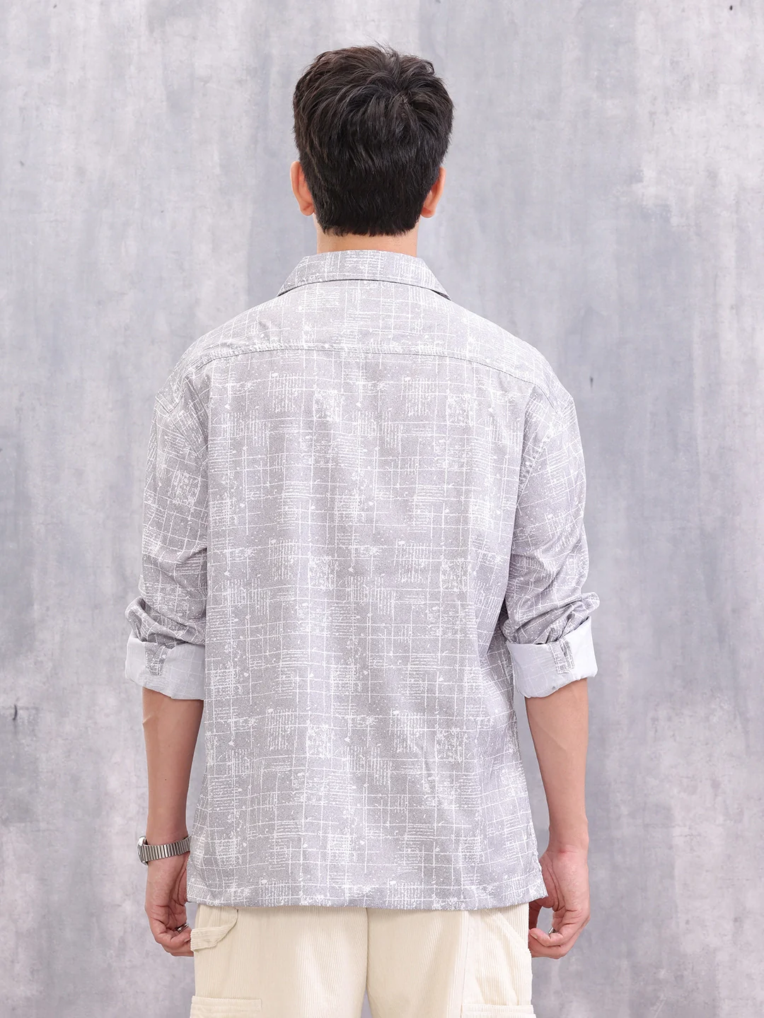 Graphic Aop Cotton Shirt | Grey - Image 3