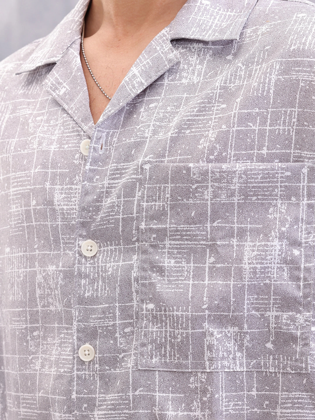 Graphic Aop Cotton Shirt | Grey - Image 4
