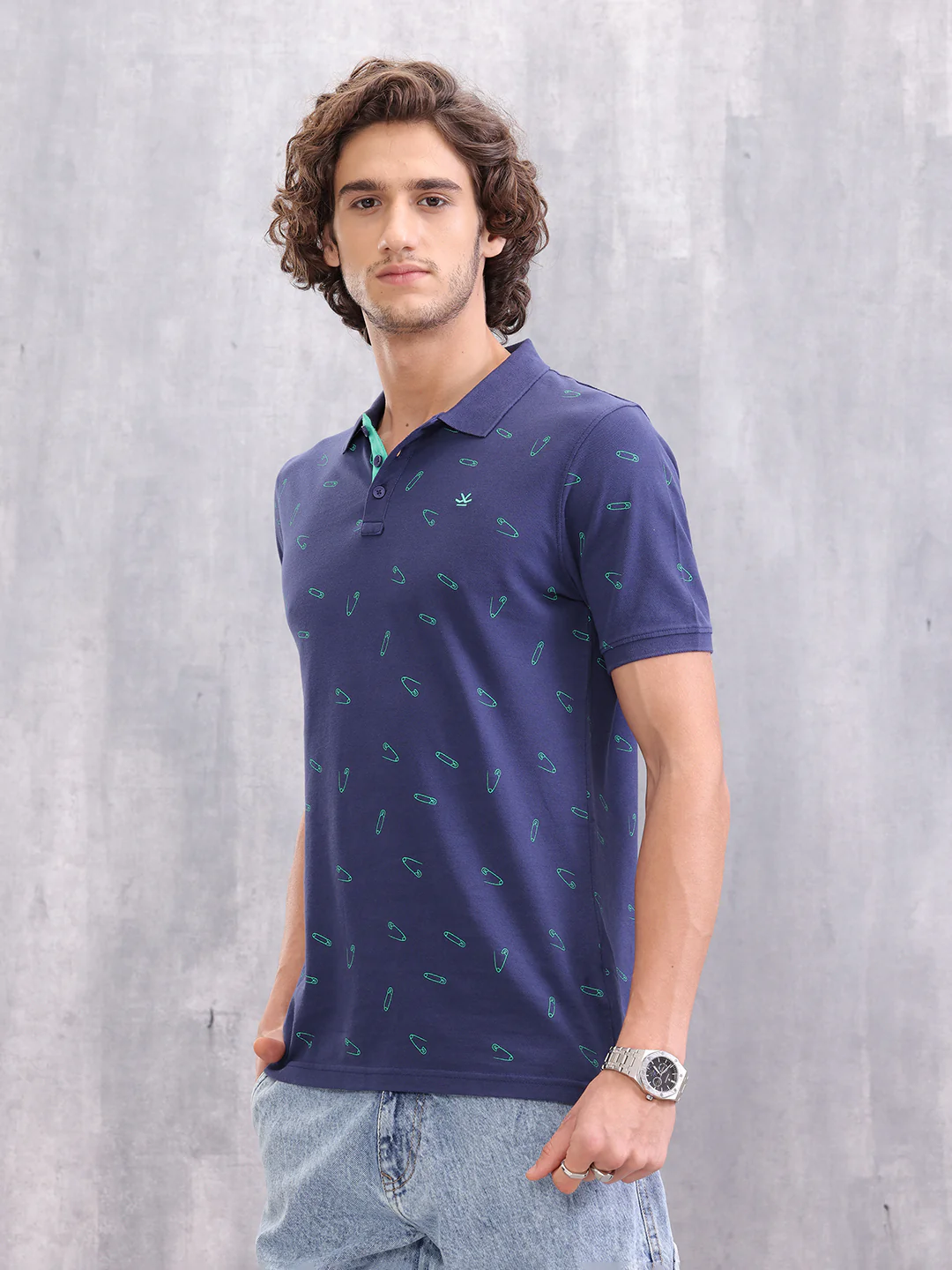 Graphic Aop Polo T-Shirt  | Navy Blue - Image 5
