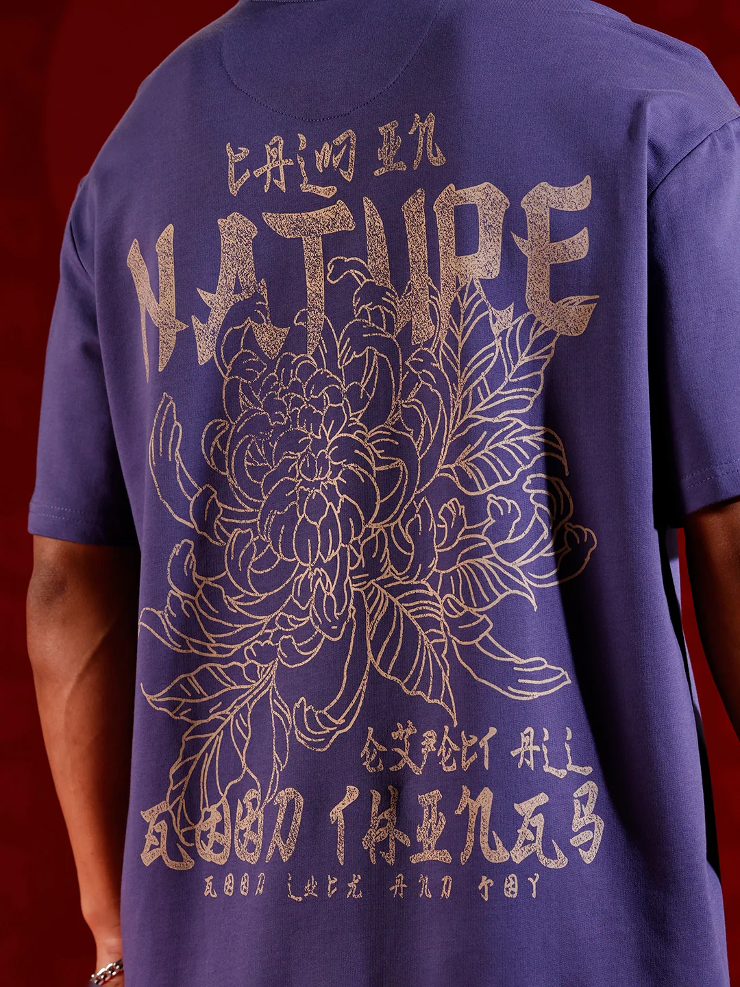 Graphic chest print oversized T-shirt | Dark blue - Image 6