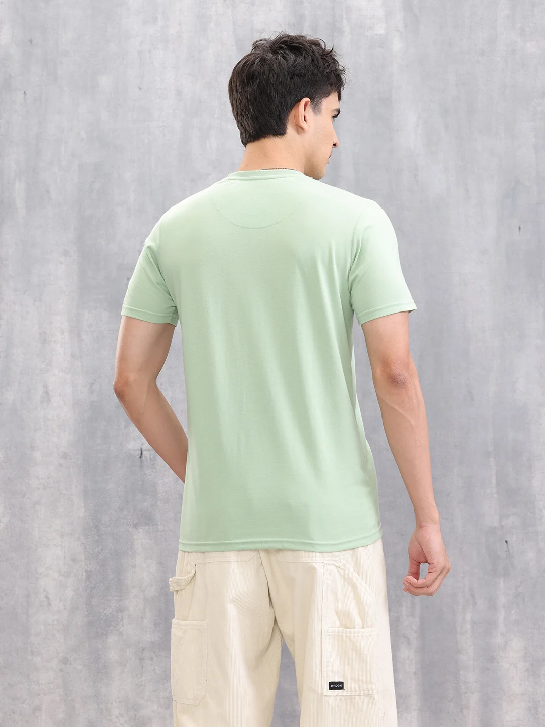 Graphic Logo Printed Regualr Fit T-shirt | Light Green - Image 3