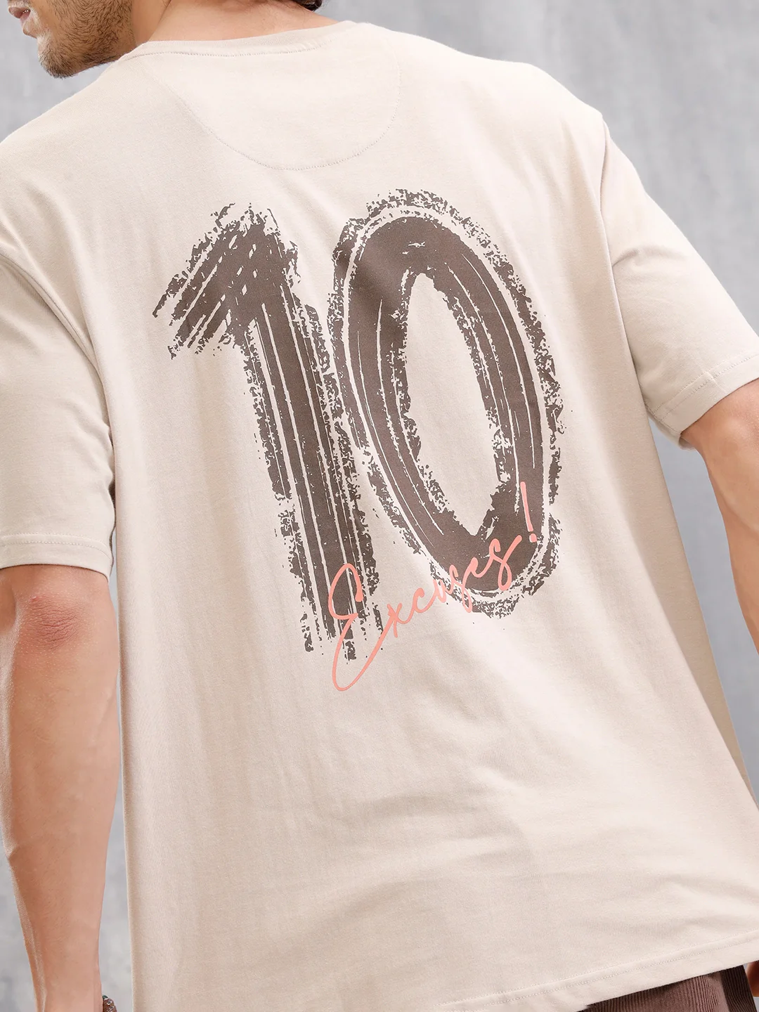 Graphic Oversized Back Printed T-Shirt | Beige - Image 3